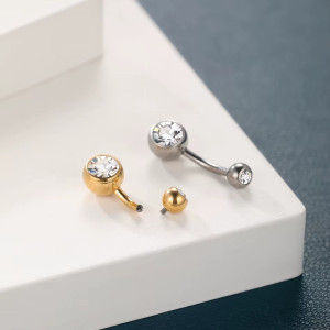 Интернал украшение для пирсинга пупка, золотое анодирование. Титан. IBNTJG14