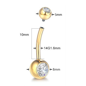 Интернал украшение для пирсинга пупка, золотое анодирование. Титан. IBNTJG14