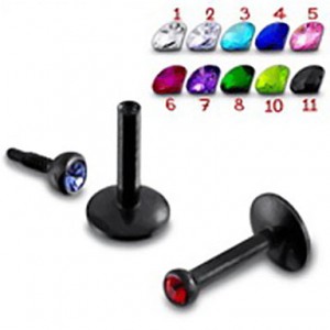 Интернал-лабрета 1,2 мм. Чёрное титановое покрытие. Накрутка с кристаллом. ILBBJ9910