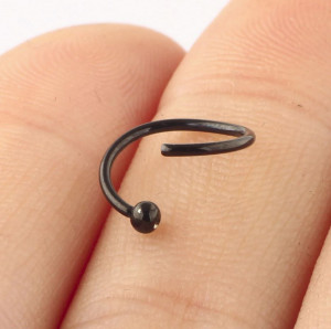 Кольцо 0,8 мм с припаянным шариком, синее титановое покрытие. NHF-BL