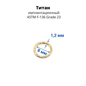 Кольцо сегментное 1,2 мм кликер с кристаллами. Титан. HSEGTAJ16