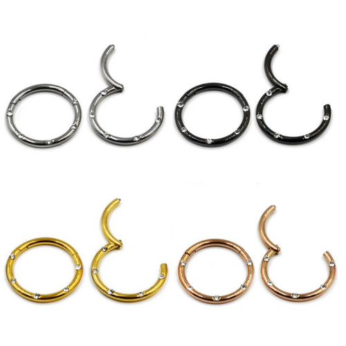 Кольцо сегментное 1,2 мм кликер с кристаллами. Титан. HSEGTAJ16