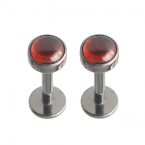 Интернал-лабрета 1,2 мм. Титан, вставка - натуральный гранат 4 мм. LBICST0710