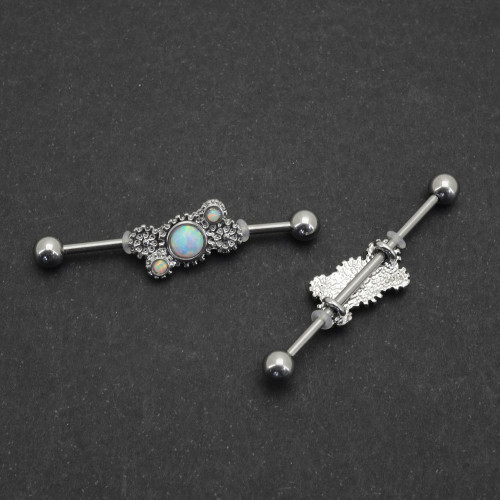 Штанга индастриал 1,6 мм. Steampunk со съемным украшением. BI0273