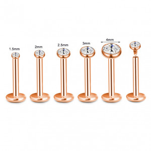 Интернал-лабрета, титановое покрытие розовое золото. Кристалл. IL7988