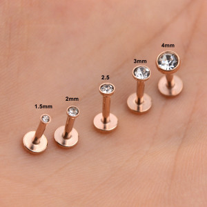 Интернал-лабрета, титановое покрытие розовое золото. Кристалл. IL7988