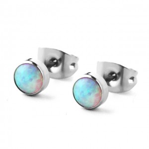 Серьга-гвоздик. Титан, опал 5 мм. HPN0307