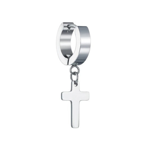Серьга-кликер с подвеской крестом. SK5801