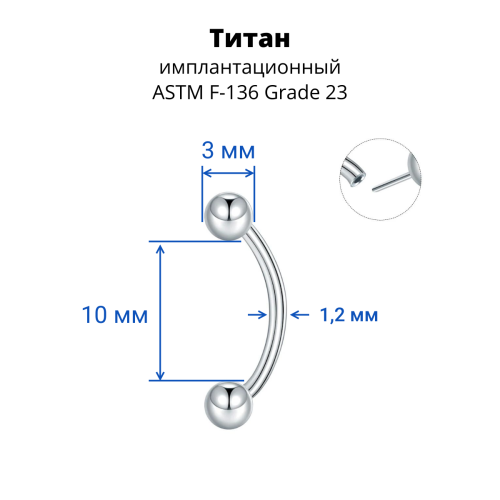 Микробанан 1,2 мм. Push-in. Титан. BNE16T-pi