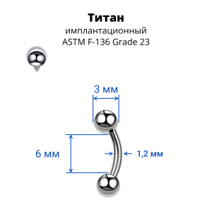 Интернал-микробанан 1,2 мм. Титан. BNE16T