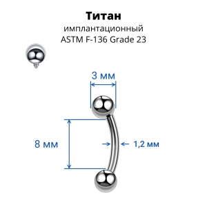 Интернал-микробанан 1,2 мм. Титан. BNE16T