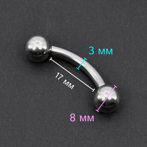Интернал-банан 3 мм для пирсинга Принц Альберт. BNPB8