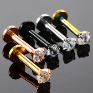 Интернал-лабрета 1,2 мм, титановое покрытие. Вставка - круглый циркон. IL5463