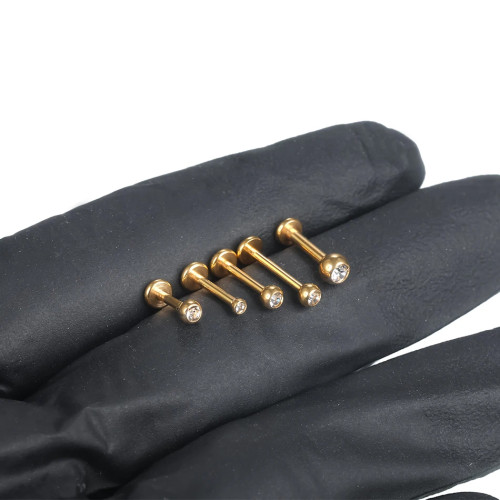 Интернал-лабрета 1,2 мм шарик 3 мм с кристаллом. Титан. ILBBTJ16