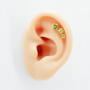 Штанга 1,2 мм, цвет розовое золото. Три циркона. BBER5473