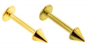 Лабрета 1,2 мм. Золотое титановое покрытие. Конус 3 мм. LBTCN16g