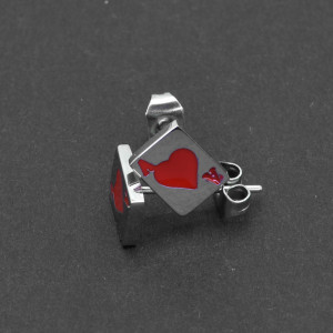 Серьга-гвоздик. Туз червей. SE1874