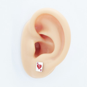 Серьга-гвоздик. Туз червей. SE1874