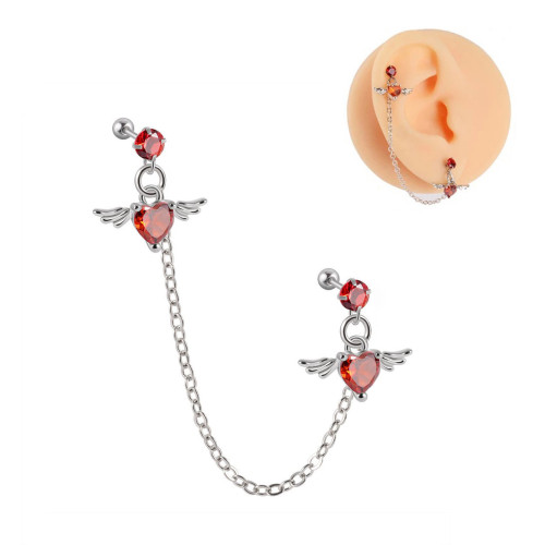 Штанга 0,8 мм для двух проколов. Сердца с крыльями. JC4708