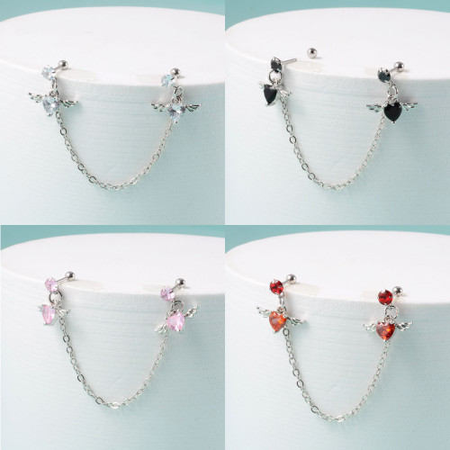 Штанга 0,8 мм для двух проколов. Сердца с крыльями. JC4708