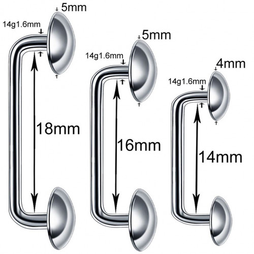 П-штанга 1,6 мм для плоскостного пирсинга. Титан. IBSF14T