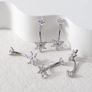 Интернал украшение для пирсинга пупка. Цветок. Титан. IBNTJ013