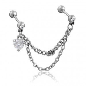 Штанга 1,2 мм для двух проколов. Сердце. JC-375