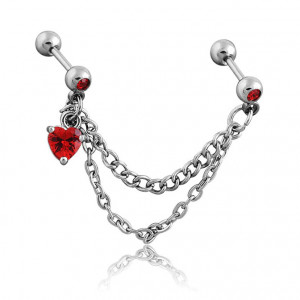 Штанга 1,2 мм для двух проколов. Сердце. JC-375