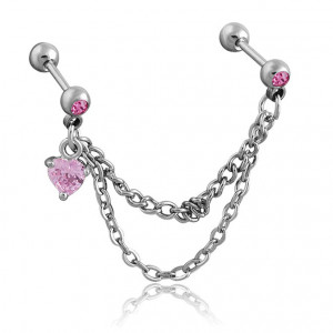 Штанга 1,2 мм для двух проколов. Сердце. JC-375