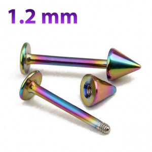Лабрета 1,2 мм. Радужное титановое покрытие. Конус. LBACN16rb