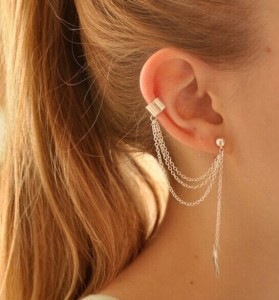 Кафф-серьга Лист, серебро. EC31354