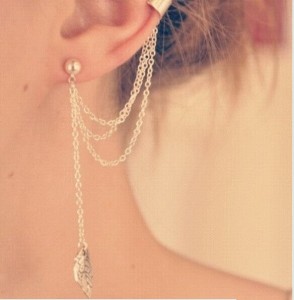 Кафф-серьга Лист, серебро. EC31354