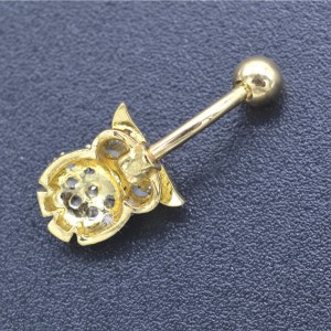 Украшение для пирсинга пупка, покрытие золотом. Сова. BNG4329