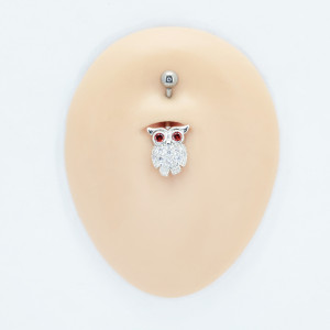 Украшение для пирсинга пупка, покрытие золотом. Сова. BNG4329