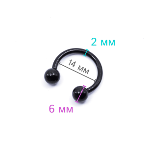 Интернал-циркуляр 2 мм для пирсинга Принц Альберт, чёрное титановое покрытие. ICBRA12