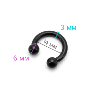 Интернал-циркуляр 3 мм для пирсинга Принц Альберт, чёрное титановое покрытие. ICBRA8