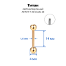 Штанга 1,6 мм для пирсинга языка и сосков. Титан, золотое анодирование. BB14TG Штанга 1,6 мм для пирсинга языка и сосков. Титан, золотое анодирование. BB14TG