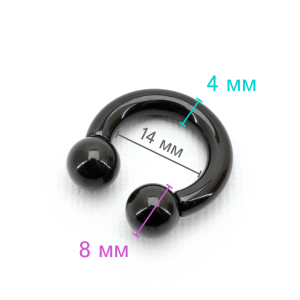 Интернал-циркуляр 4 мм для пирсинга Принц Альберт, чёрное титановое покрытие. ICBRA6