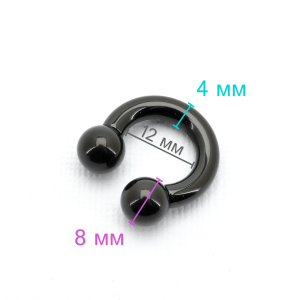 Интернал-циркуляр 4 мм для пирсинга Принц Альберт, чёрное титановое покрытие. ICBRA6