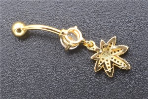 Украшение для пирсинга пупка, покрытие золотом. Лист. BNG4332