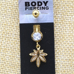 Украшение для пирсинга пупка, покрытие золотом. Лист. BNG4332
