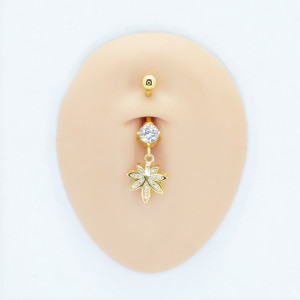 Украшение для пирсинга пупка, покрытие золотом. Лист. BNG4332