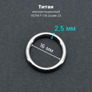 Кольцо сегментное 2,5 мм кликер. Титан. HSEGT10