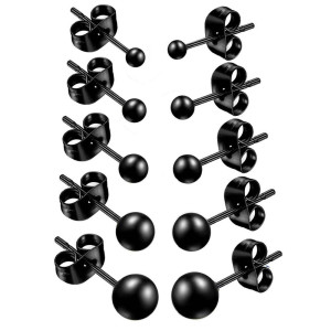 Серьги-гвоздики. Пара. Шарик, чёрное титановое покрытие. SES-422-BK-2