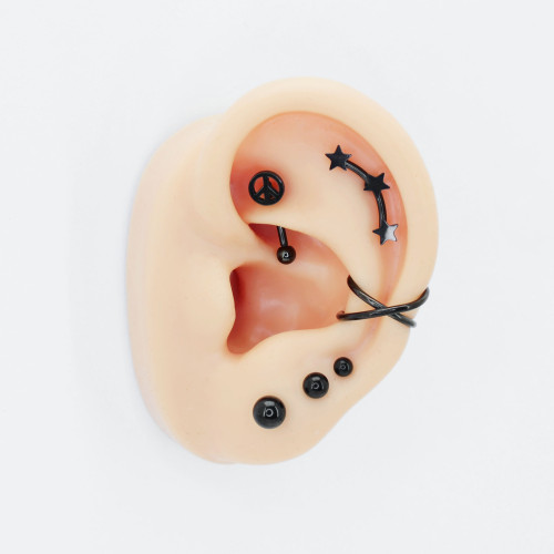 Серьги-гвоздики. Пара. Шарик, чёрное титановое покрытие. SES-422-BK-2