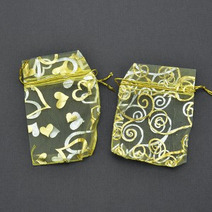 Подарочный мешочек из органзы золотой. PB002