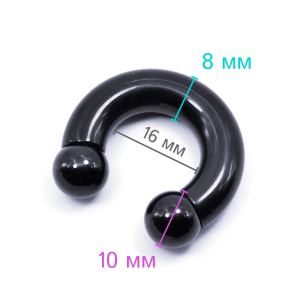 Интернал-циркуляр 8 мм для пирсинга Принц Альберт, чёрное титановое покрытие. ICBRA0