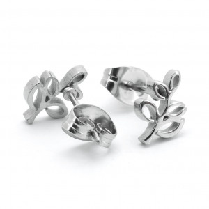 Серьга-гвоздик. Листья. SE1293