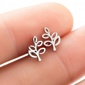 Серьга-гвоздик. Листья. SE1293