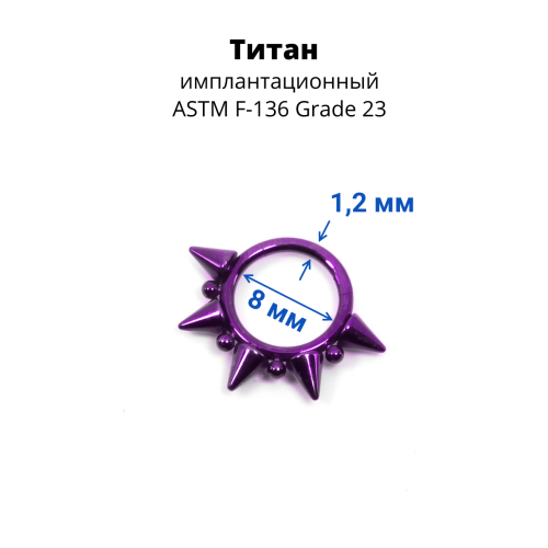Кольцо сегментное 1,2 мм кликер. Титан, фиолетовое анодирование. HSEG3990